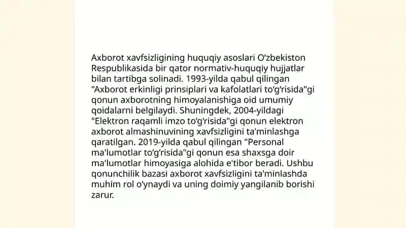 Axborot xavfsizligini ta'minlashning gʻoyaviy-nazariy va huquqiy asoslari 4
