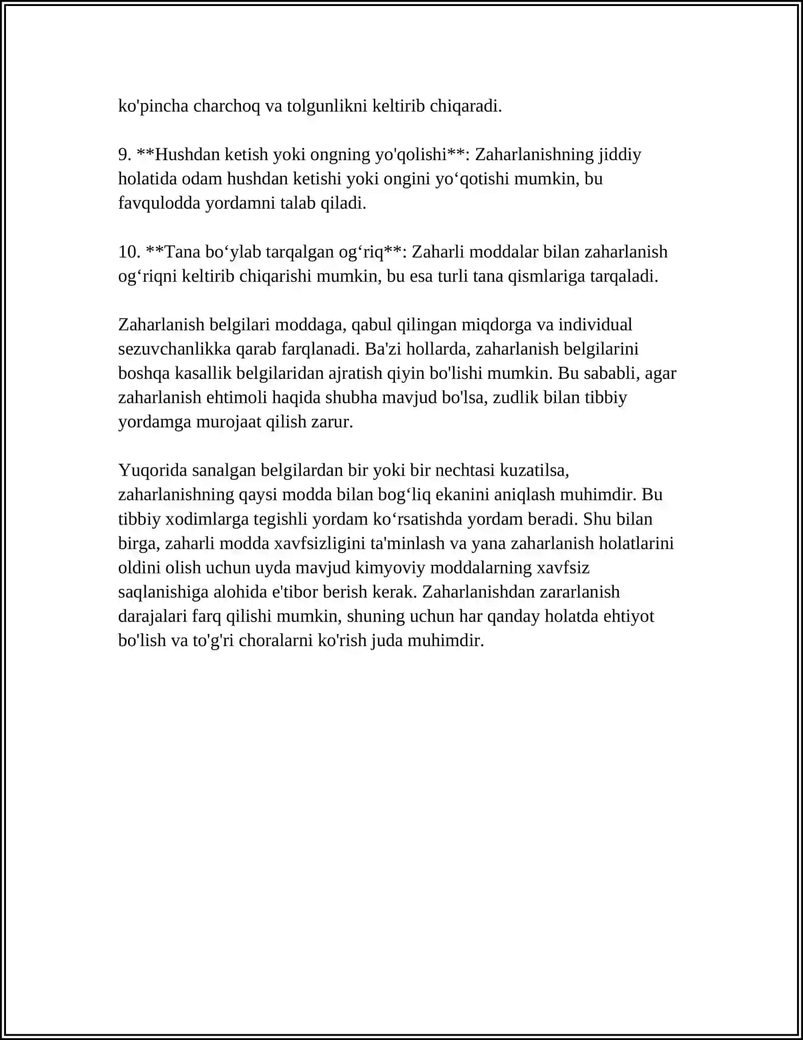 DORI VOSITALAR BILAN O'TKIR ZAHARLANISHDA BIRINCHI YORDAM 4