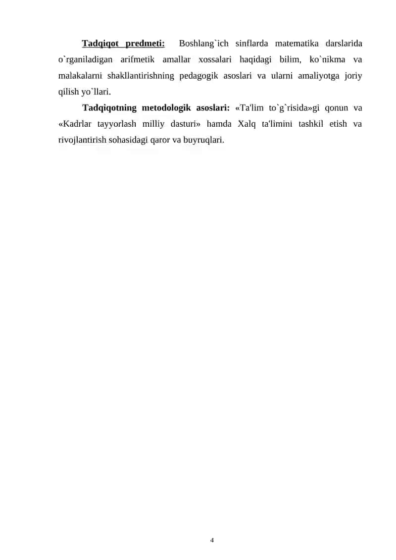 BOSHLANG’ICH SINF O’QUVCHILARIGA YUZ ICHIDA KO’PAYTIRISH VA BO’LISHGA O’RGATISH METODIKASI 4