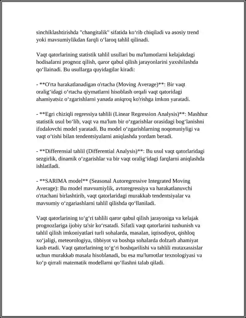VAQTLI QATORLARNI STATISTIK O’RGANISH USULLARI 4