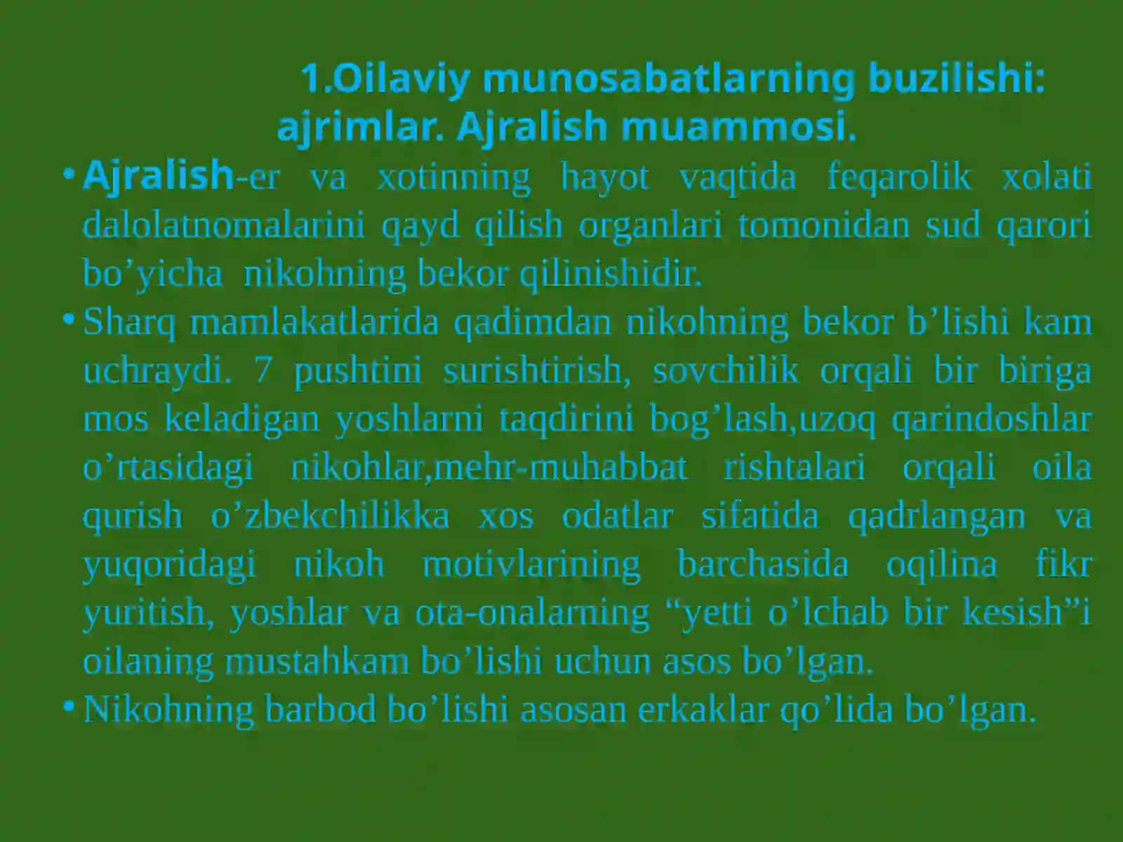 OILAVIY MUNOSABATLARNING BUZILISHI: OILA INQIROZI VA NIKOH AJRIMLARI 4