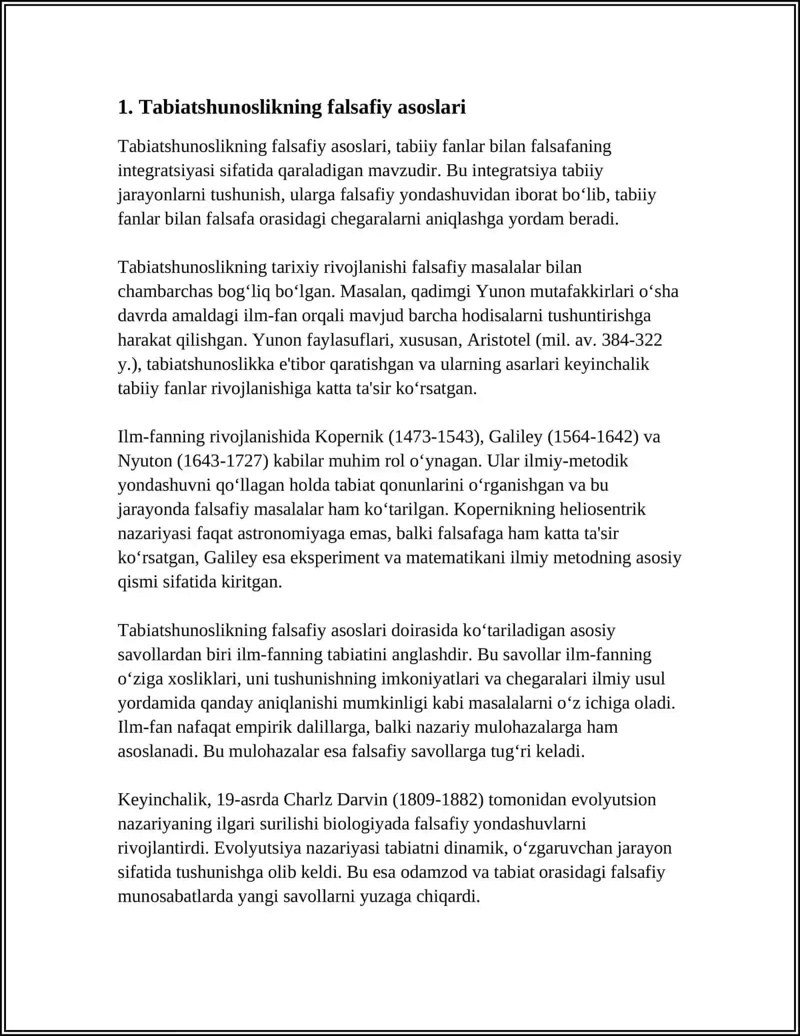 TABIATSHUNOSLIKNING FALSAFIY KONTSEPTSIYALARI.FIZIKA,XIMIYA,GEOLOGIYA MINERALOGIYA,ASTRANOMIYA,INFORMATIKA SOHASIDA O'ZBEKISTONDAGI KASHFIYOT VA IXTIROLAR BO'YICHA MA'LUMOT BAZASINI TAYYORLASH 4