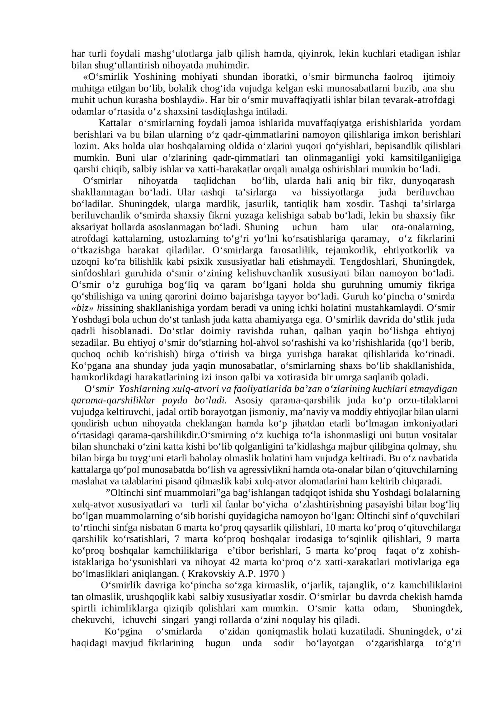 O’SMIRLIK DAVRI, O’SPIRINLIK DAVRIDA PSIXIK RIVOJLANISH XUSUSIYATLARI 4