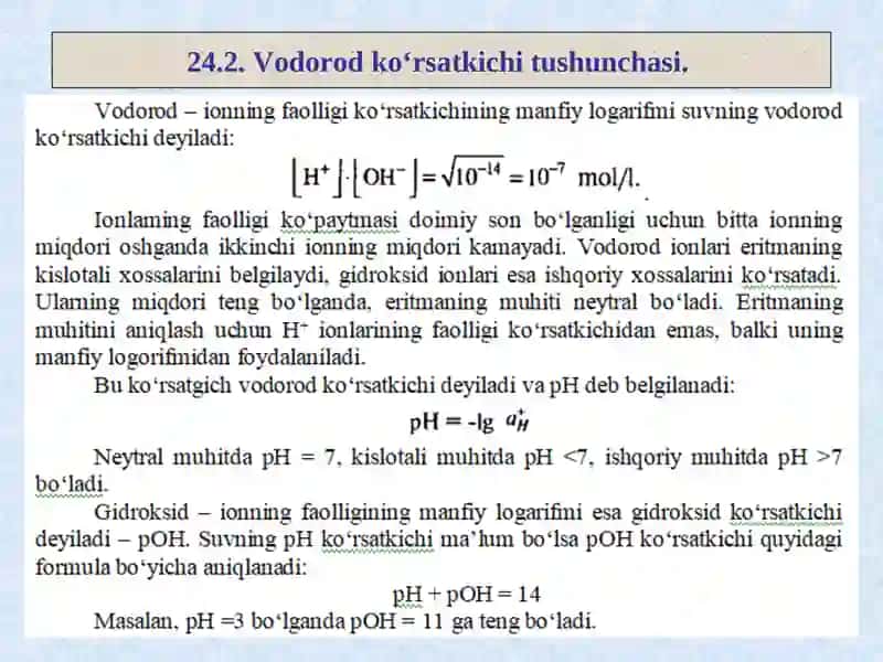 Vodorod ko‘rsatkichi tushunchasi 4