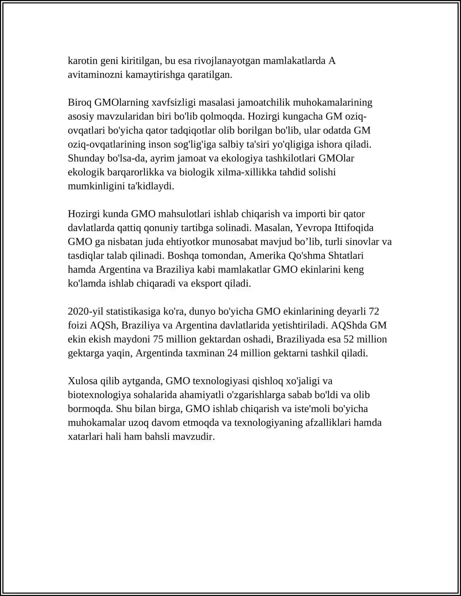 Genetik Modifikatsiya Qilingan Organizmlar (GMO) 4