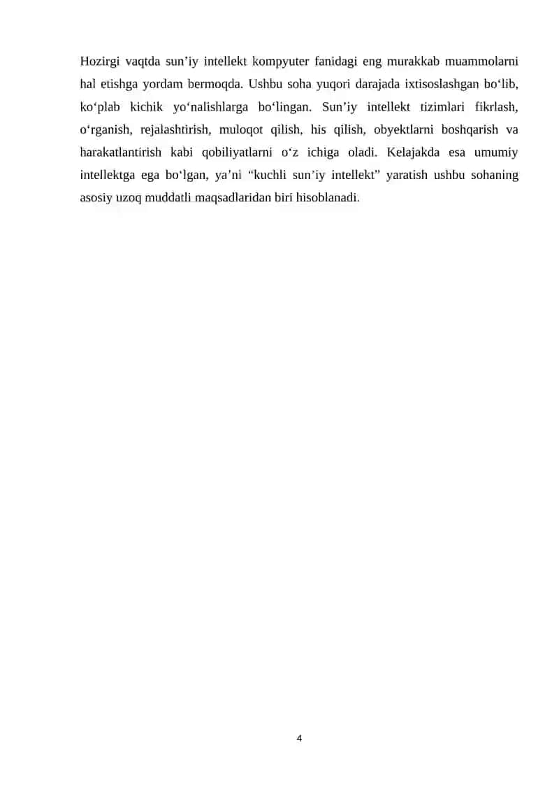 Sun’iy intellekt va uning kundalik hayotdagi o‘rni 4