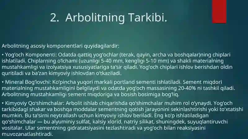 Arbolit ishlab chiqarish texnologiyasi 4