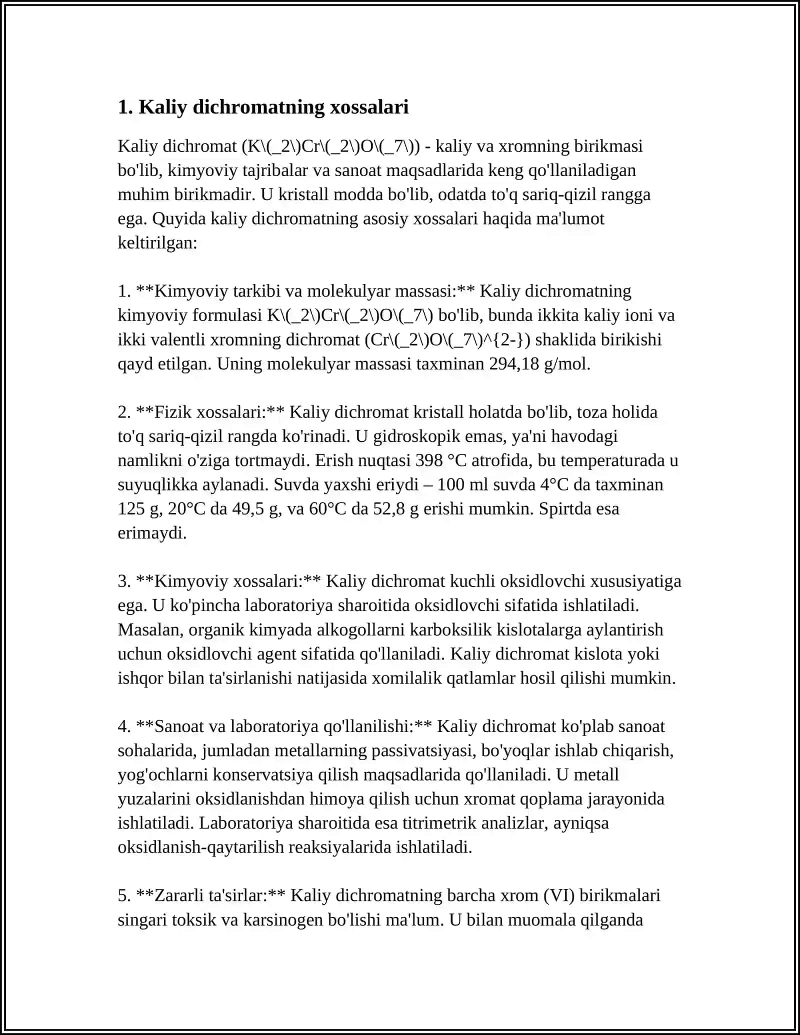 Kaliy Dichromate Teyyorlash 4