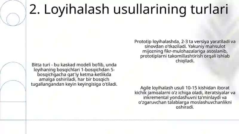 Loyihalash usullari 4