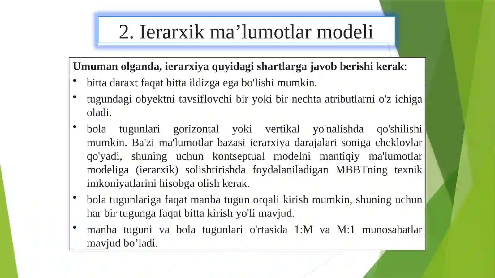 Ma'lumotlar bazasida relyatsion model va munosabatlar 4