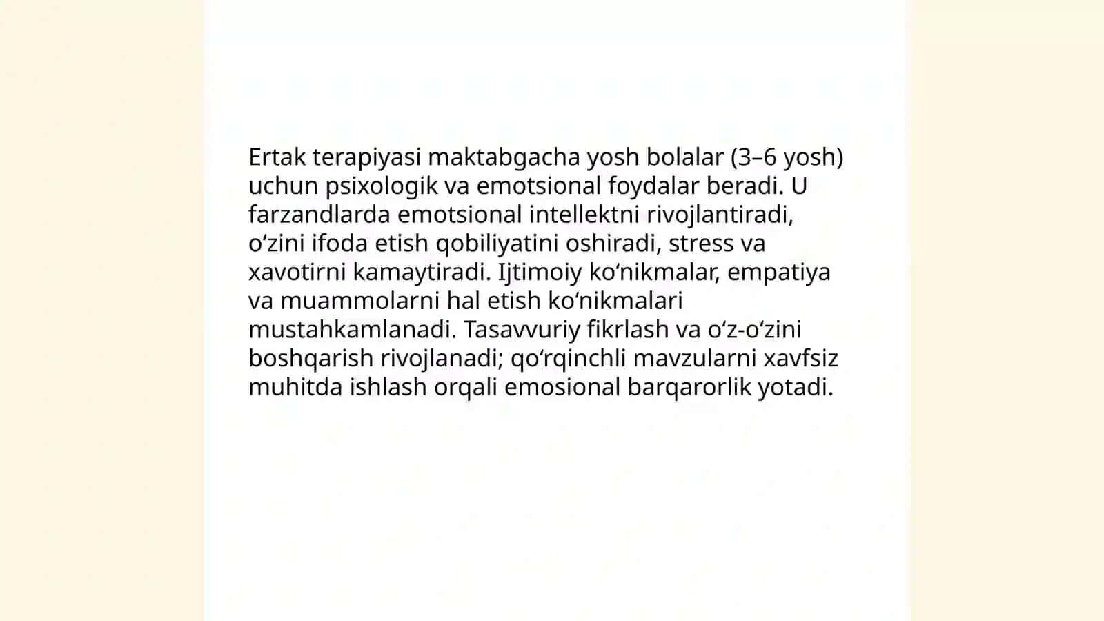Maktabgacha taʼlim tashkilotlarida ertak terapiyadan foydalanish 4
