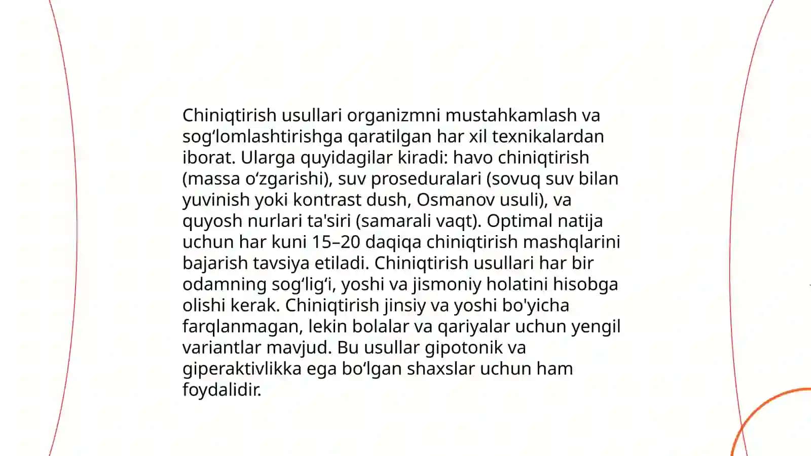 Organizmni chiniqtirishning valeologik ahamiyati 4