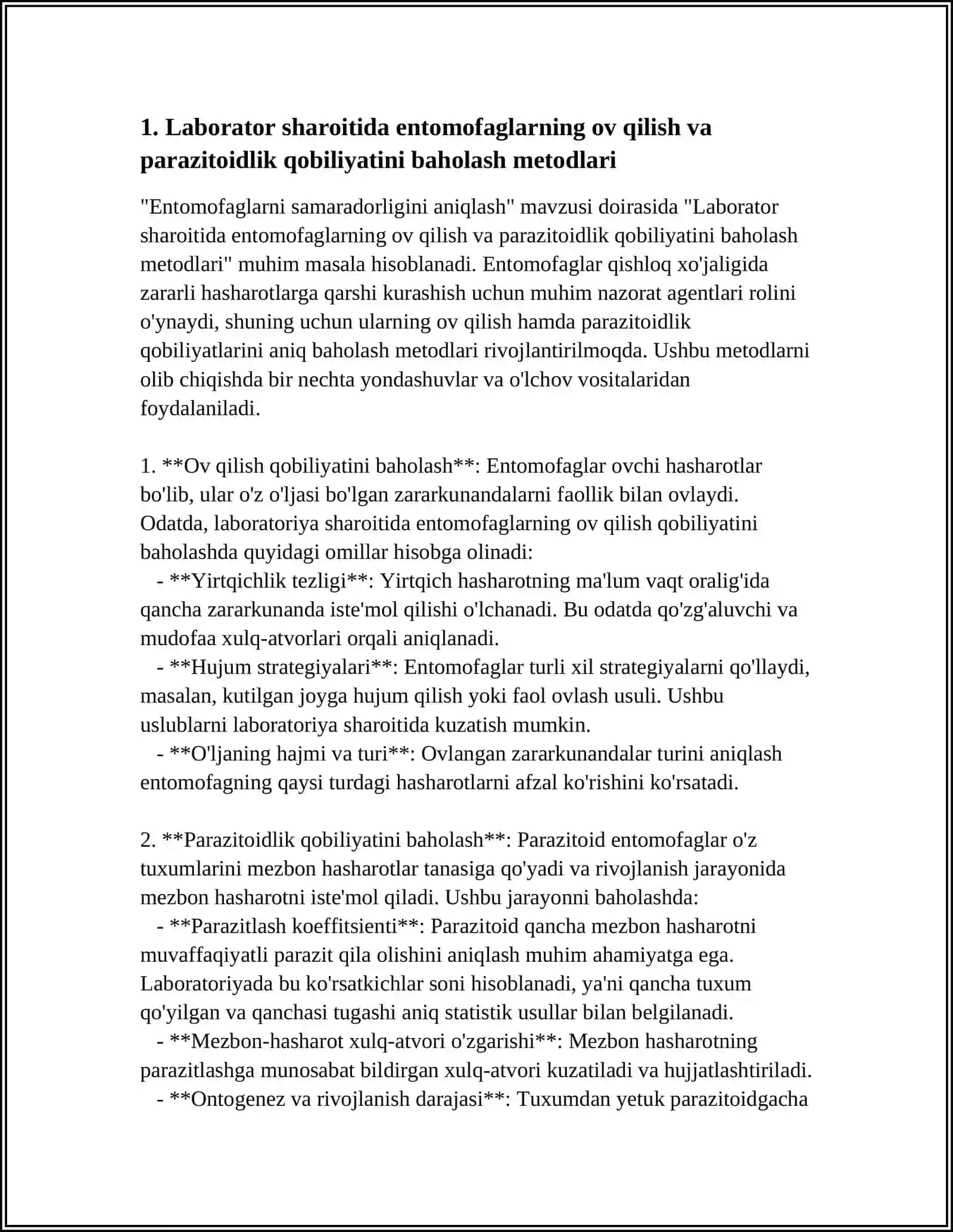 ENTOMOFAGLARNI SAMARADORLIGINI ANIQLASH 4