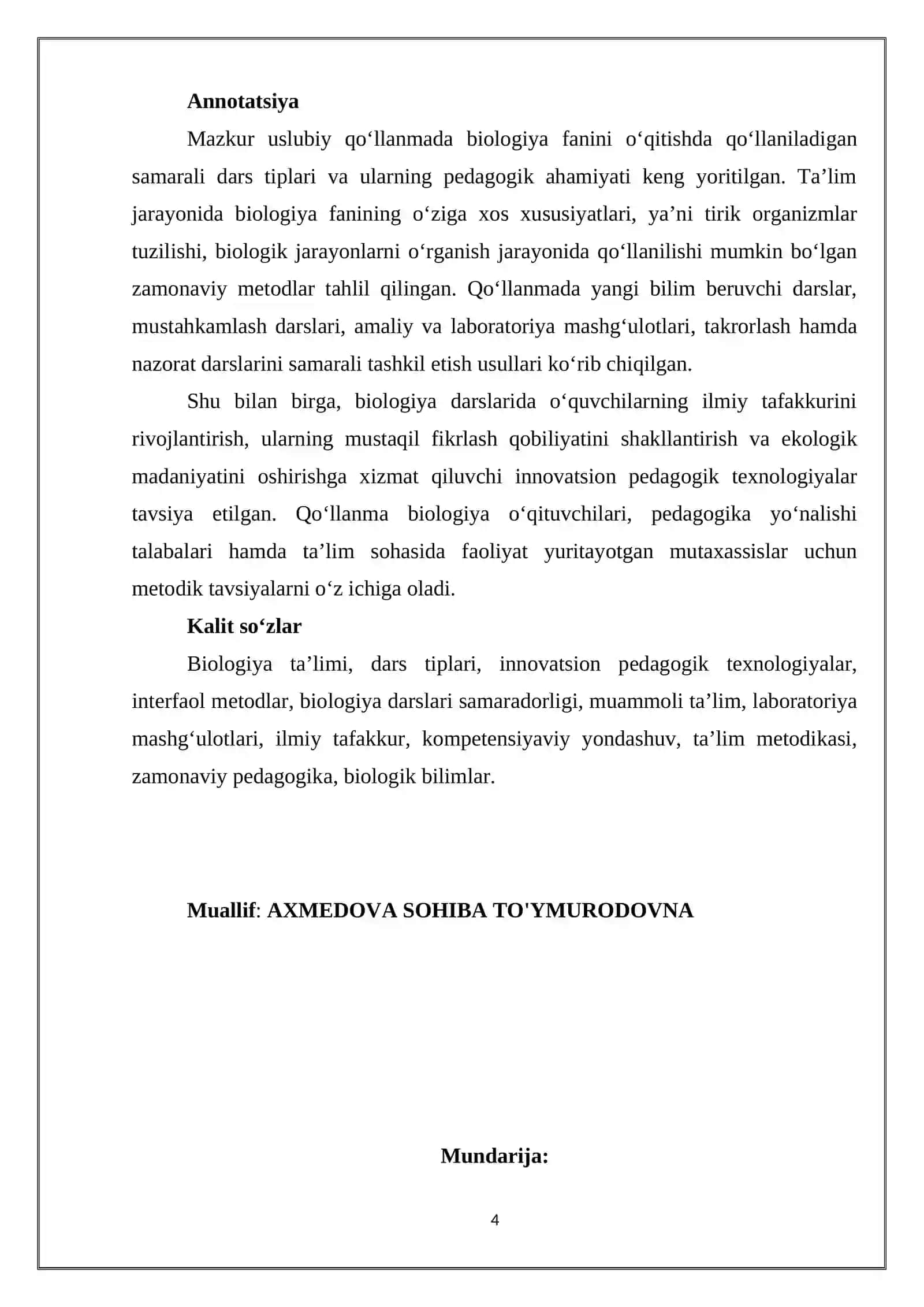 BIОLОGIYА FАNINI ОʻQITISHDА FОYDАLАNILАDIGАN SАMАRАLI DАRS TIРLАRI VА TURLАRI 4