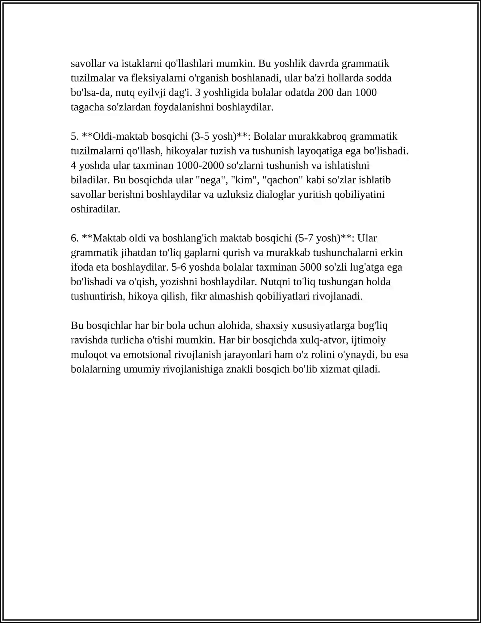 BOLALAR NUTQI RIVOJLANISHINING O'ZIGA XOS XUSUSIYATLARI VA BOSQICHLAR 4
