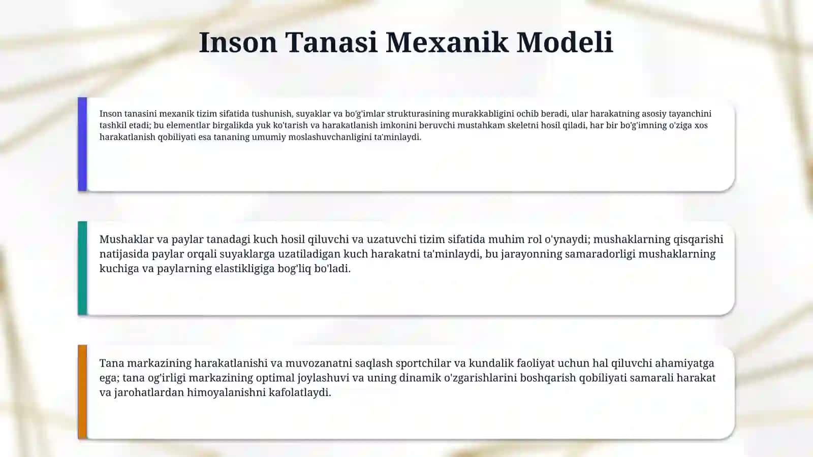 Fizika va fitnes (odam tanasi, kinetika, kuchli reaksiya, muskul kuchi, jismoniy kuch) 4