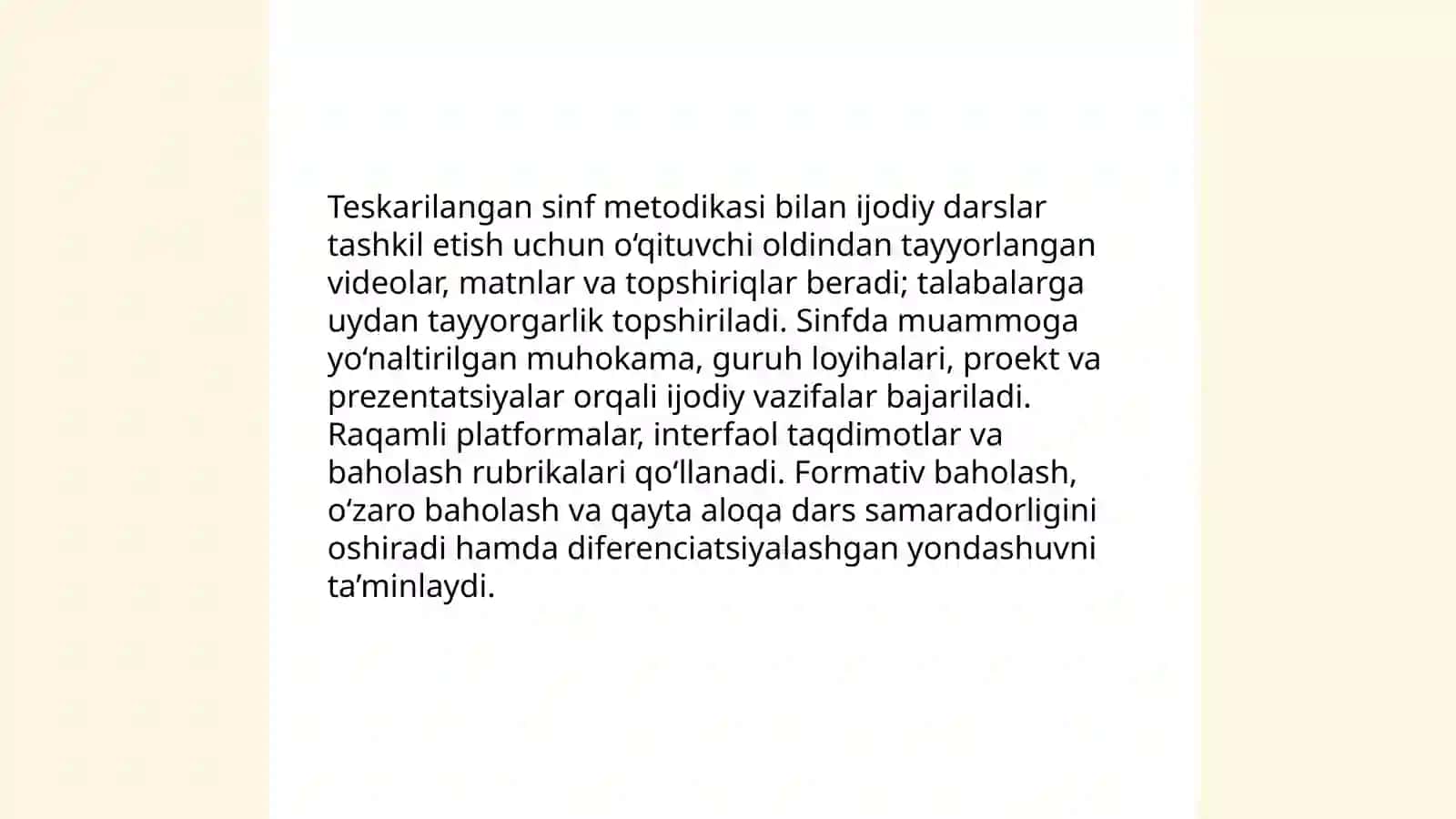 Innovatsion metodlar yordamida darslarni jozibador va ijodiy qilish 4