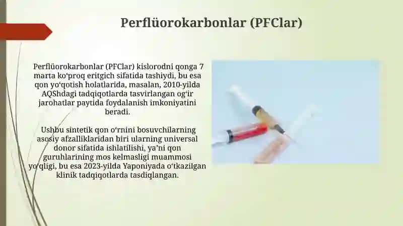 Qon O'rnini Bosadigan Vositalar 4