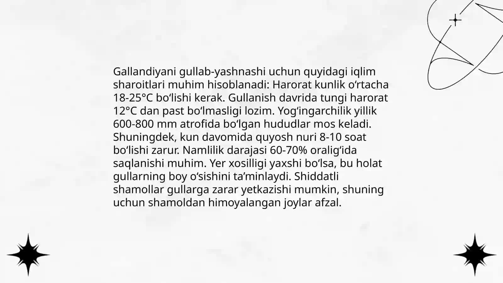 gallandiyani gulzorlarini barpo etish tajribasini o'rganish 4