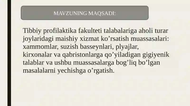 Axoliga maishiy xizmat ko`rsatish muassalari gigiyenasi 4