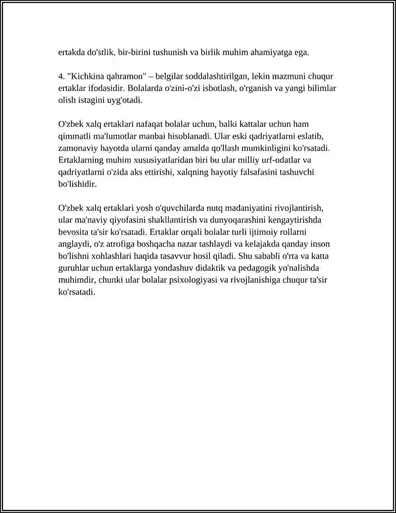 BOLALAR ERTAKLARI.O'RTA VA KATTA GURUHLARDA AYTILADIGAN ERTAKLAR 4