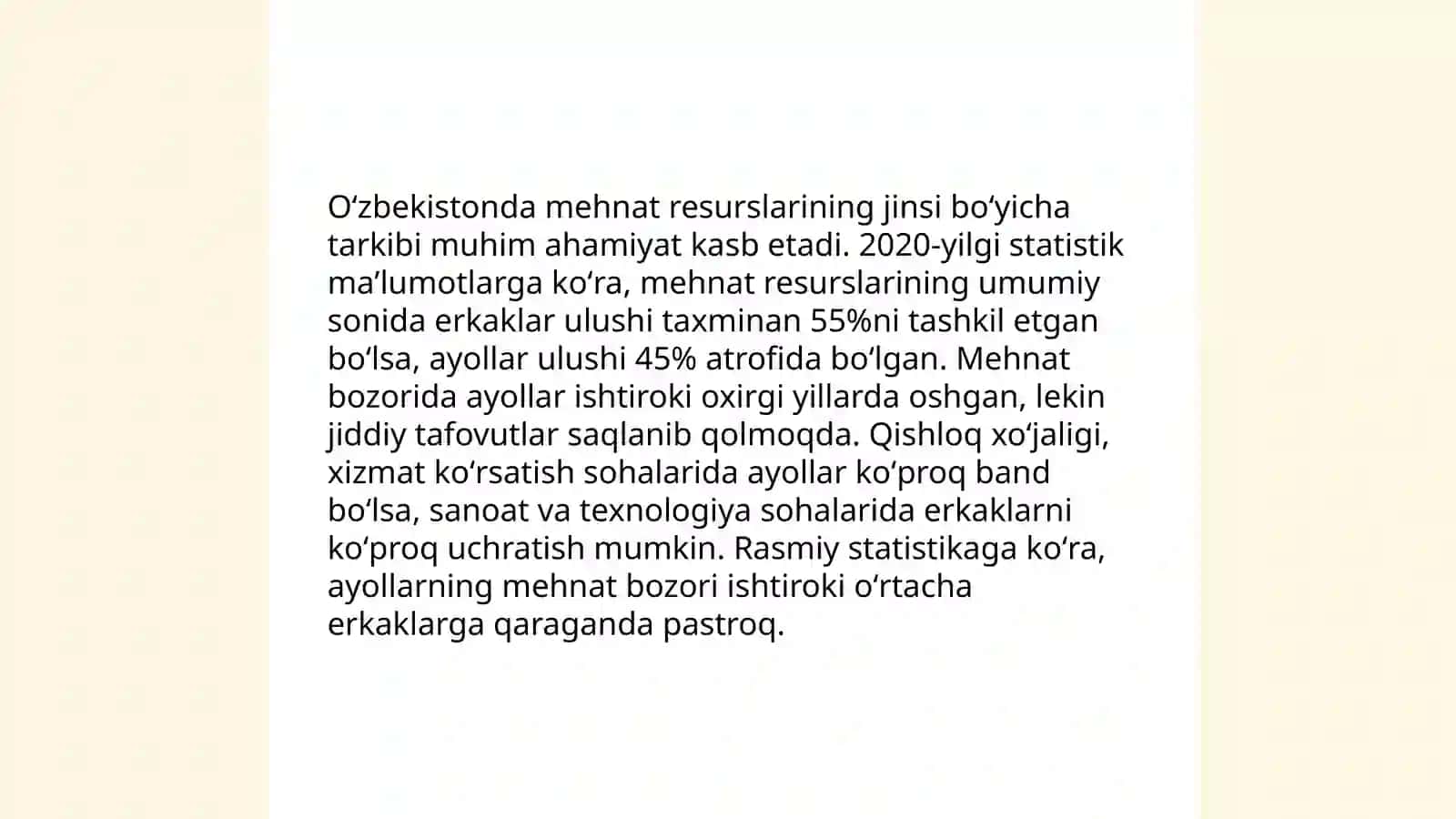 Mehnat resurslarining yoshi, jinsi va boshqa belgilari bòyicha tarkibi 4