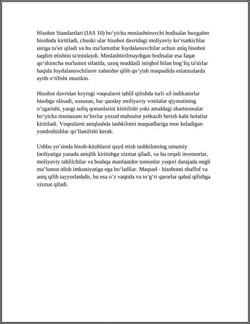 XISOBOT DAVRIDA TUZILISH KIRITILADIGON VA KIRITILMAYDIGON XODISALARNI XISOBGA OLISH 4