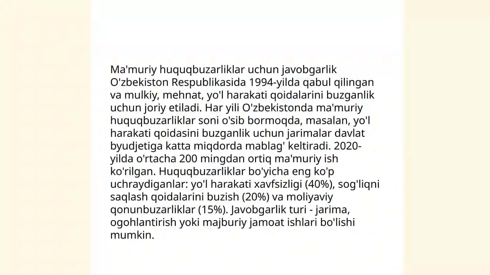 Ma'muriy huquqbuzarliklar tôgrisidagi ishlarni yuritish 4