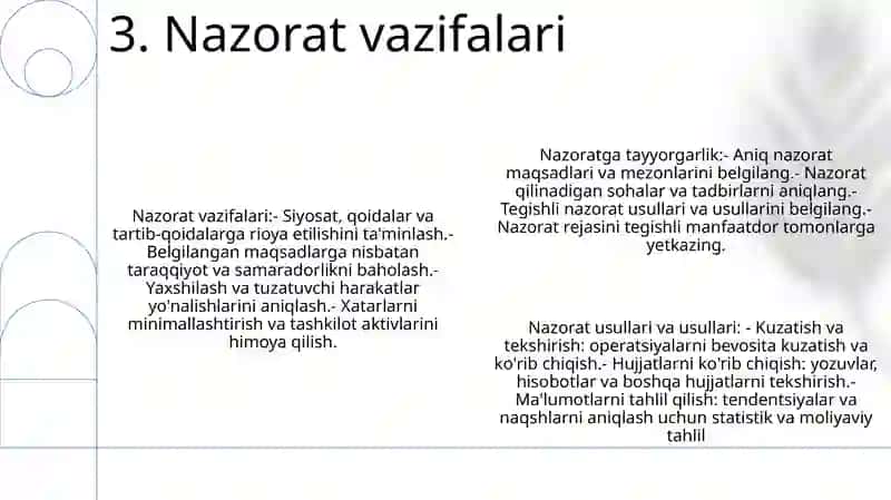 Nazorat Qilishning Maqsadi, Vazifalari Va Unga Qo'Yiladigan Talablar 4