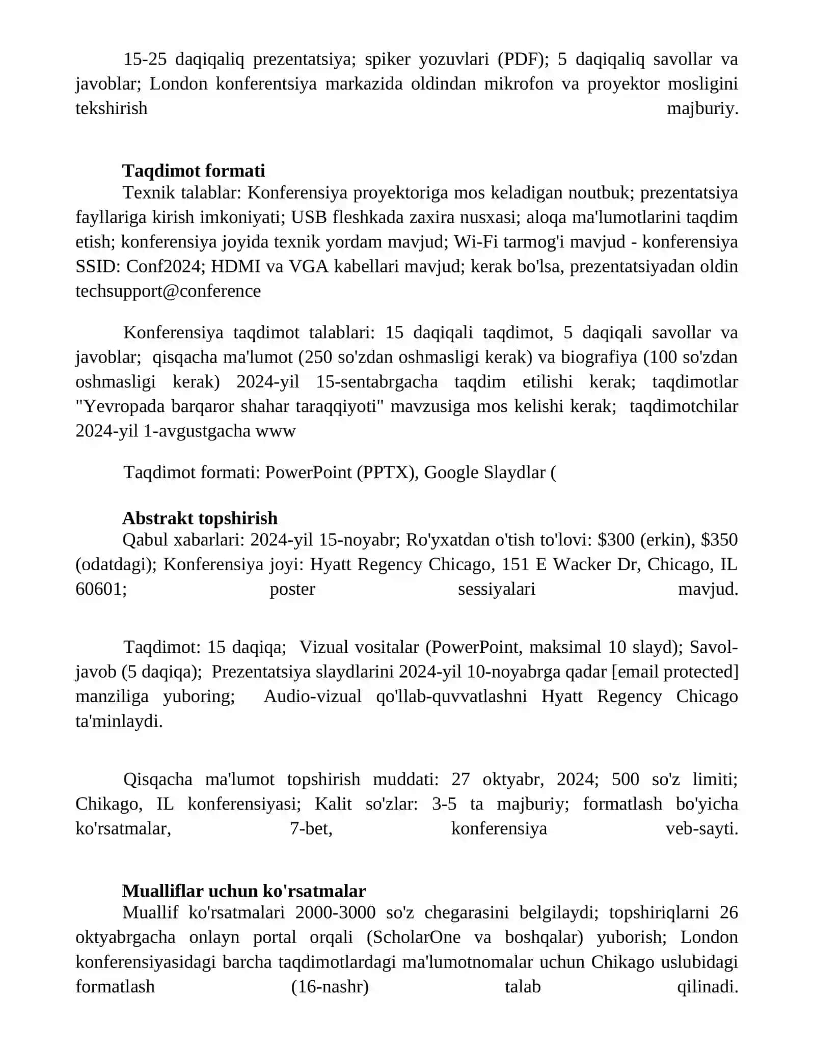 Konferentsiyalarda doklad qilish talablari 4