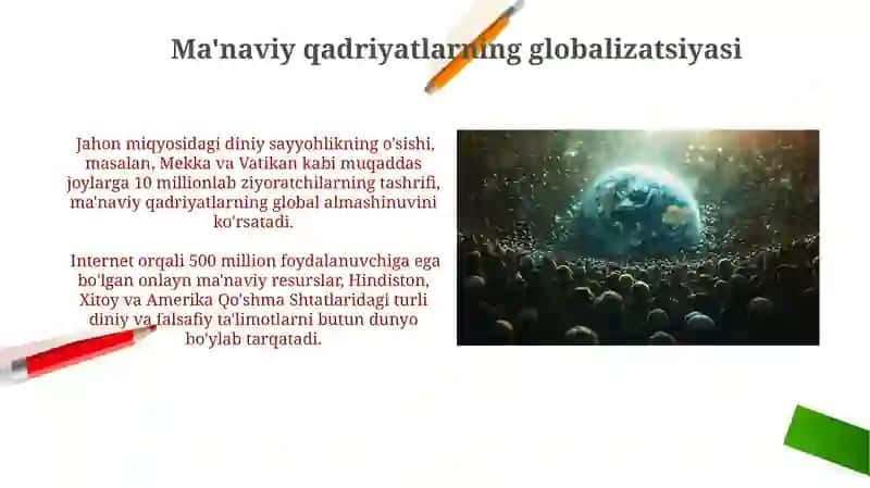 Insoniyat ma’naviy hayotida globallashuvning namoyon bo’lish xususiyatlari 4