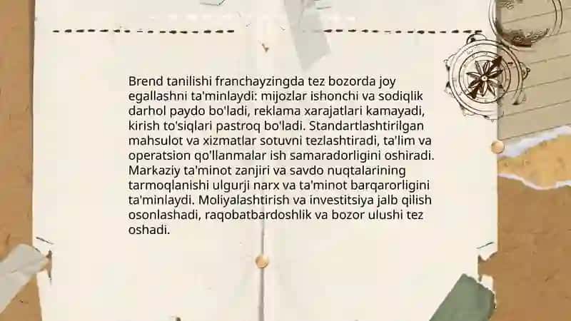 Franchayzing asosida faoliyat yuritishning afzallik va kamchiliklari 4