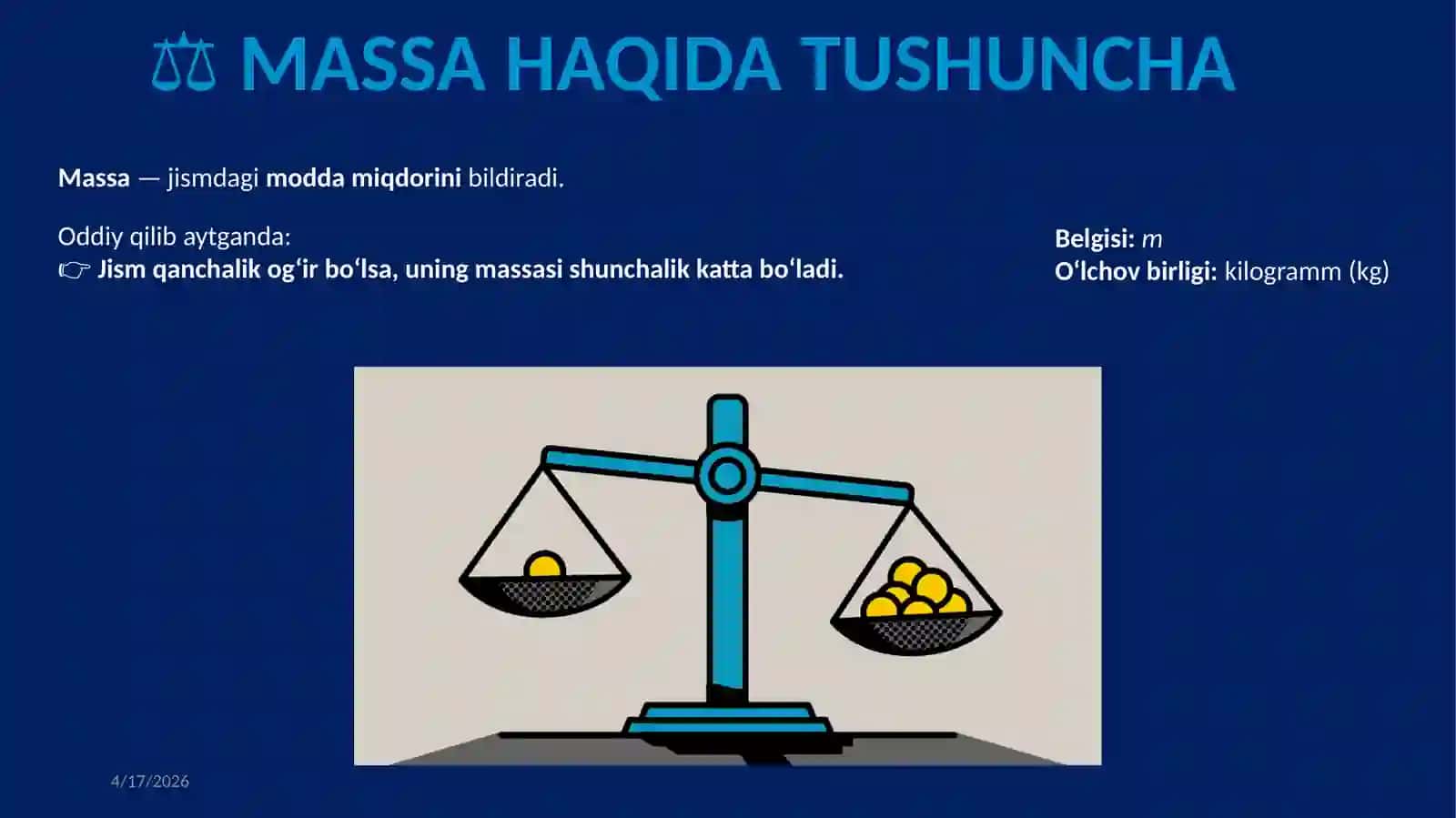 Dinamika: massa, zichlik va Nyutonning 1, 2, 3-qonunlari (13 slaydli taqdimot) 4