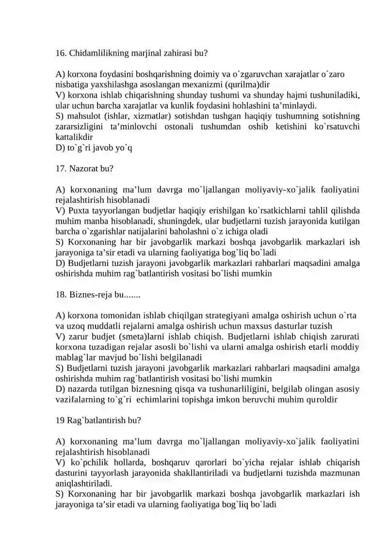 mikroiqtisodiyot test 4