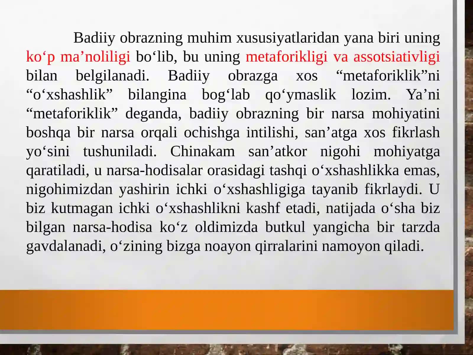 Badiiy obraz turlari. Adabiyotda inson konsepsiyasi 4