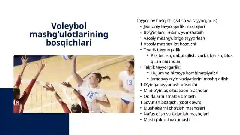 VOLEYBOL O'YINIDA MASHG'ULOTLARINI BOSQICHMA-BOSQICH TASHKIL ETISH 4