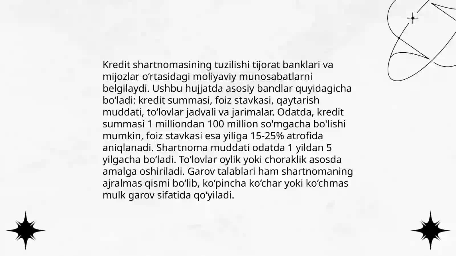 Kredit shartnomasi va koridor oluvchi majburiyatining bajarilishini kafolatlash 4
