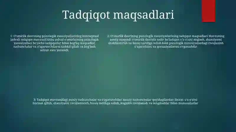 Yoshlik Davrining Psixologik Xususiyatlari Mavzusi Bo'Yicha "Konseptual Jadval" Tayyorlash Va To'Ldirish 4