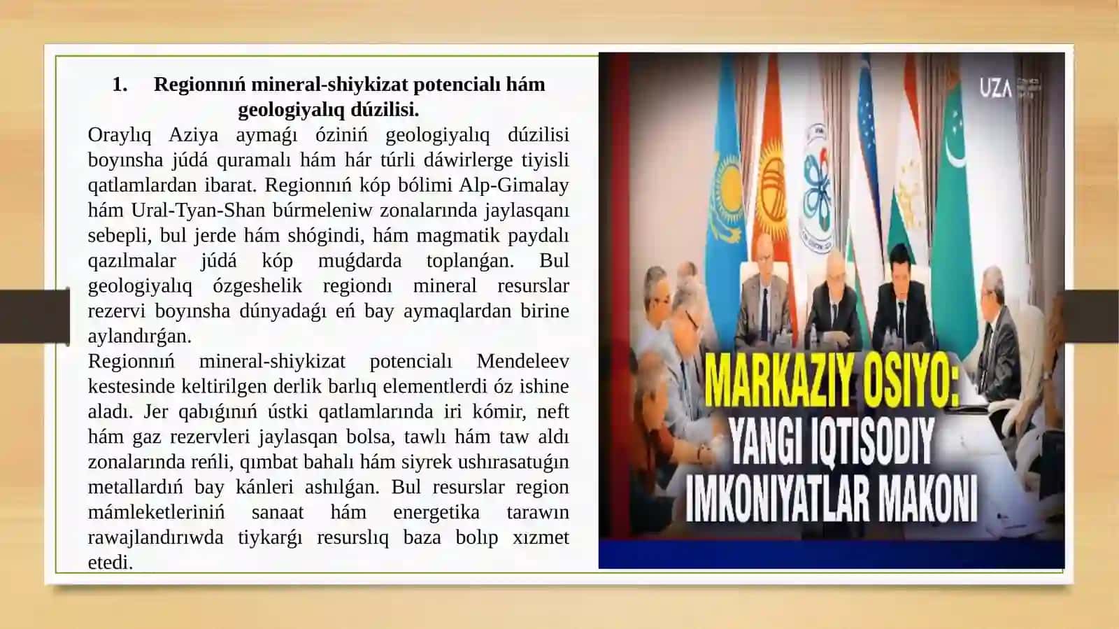 Oraylıq Aziya mámleketleriniń tábiyiy baylıqları 4