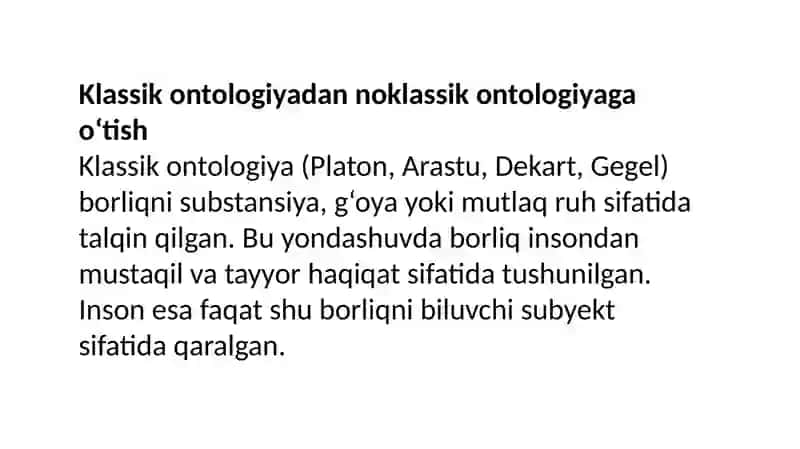 Noklassik	ontologiyaning	yo’nalishlari	va	mohiyati	bo’yicha	esse	tayѐrlash (M.Xaydeggerning Borliq va vaqt asari asosida). 4