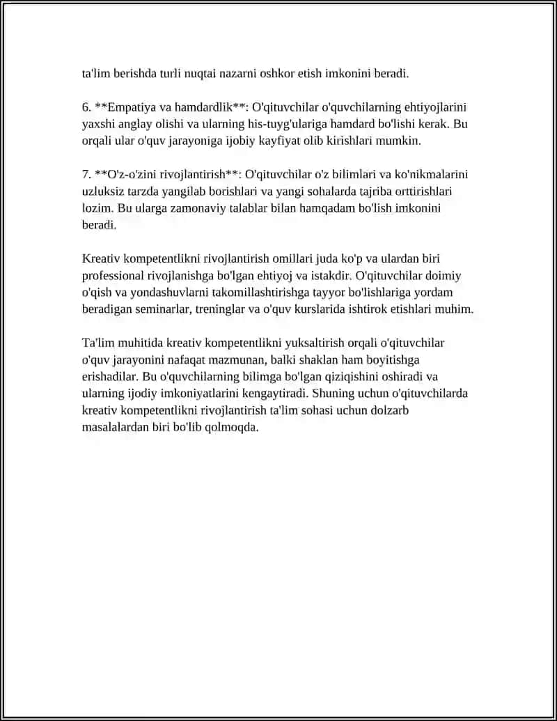 O'qituvchilarda Kreativlikni Rivojlantirish Omillari 4