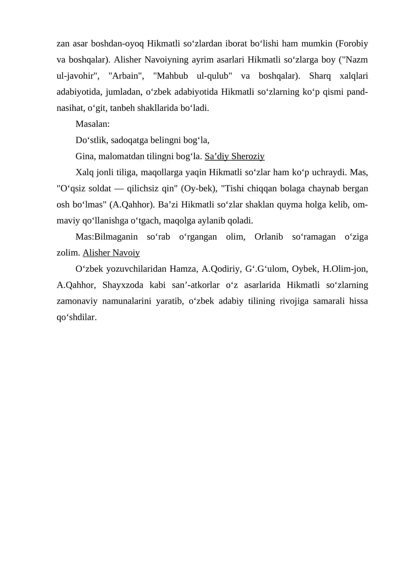 Maqol va hikmatli so‘zlarning so‘zlashuv, publisistik va badiiy nutqda qo‘llanilishi 4