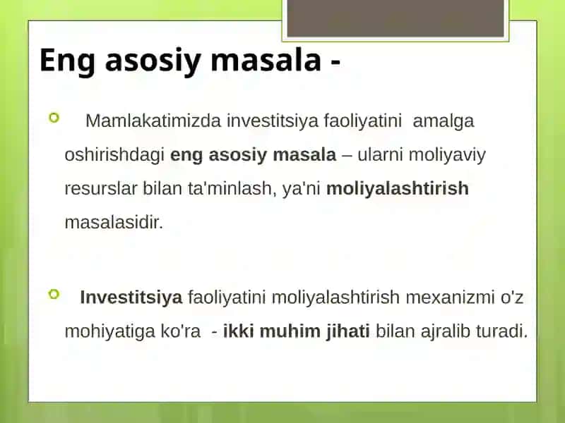 Investitsiyalarni moliyalashtirish 4