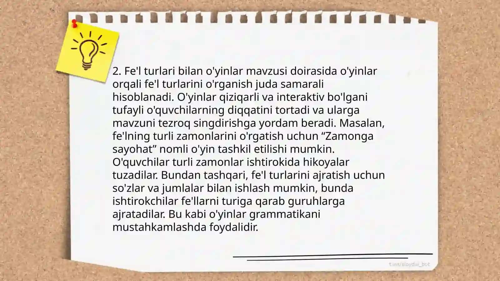 Fe'l so'z turkumini o'rganishda qo'llanadigan ta'limiy o'yinlarni tayyorlash 4