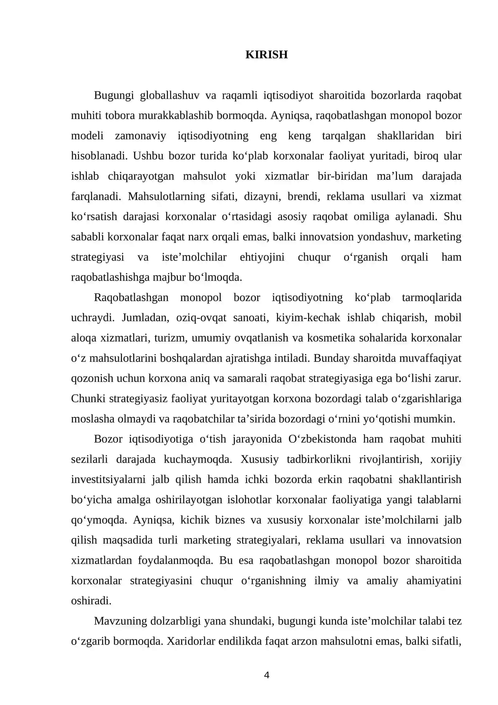 RAQOBATLASHGAN MONOPOL BOZOR SHAROITIDA KORXONALARNING RAQOBAT STRATEGIYASI 4