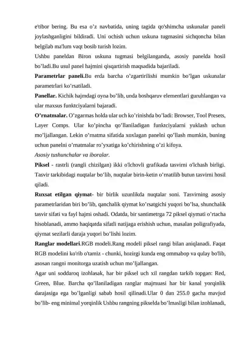 ADOBE PHOTOSHOP dasturida tasvir turlari va ularning bir- biridan farqli jihatlari 4