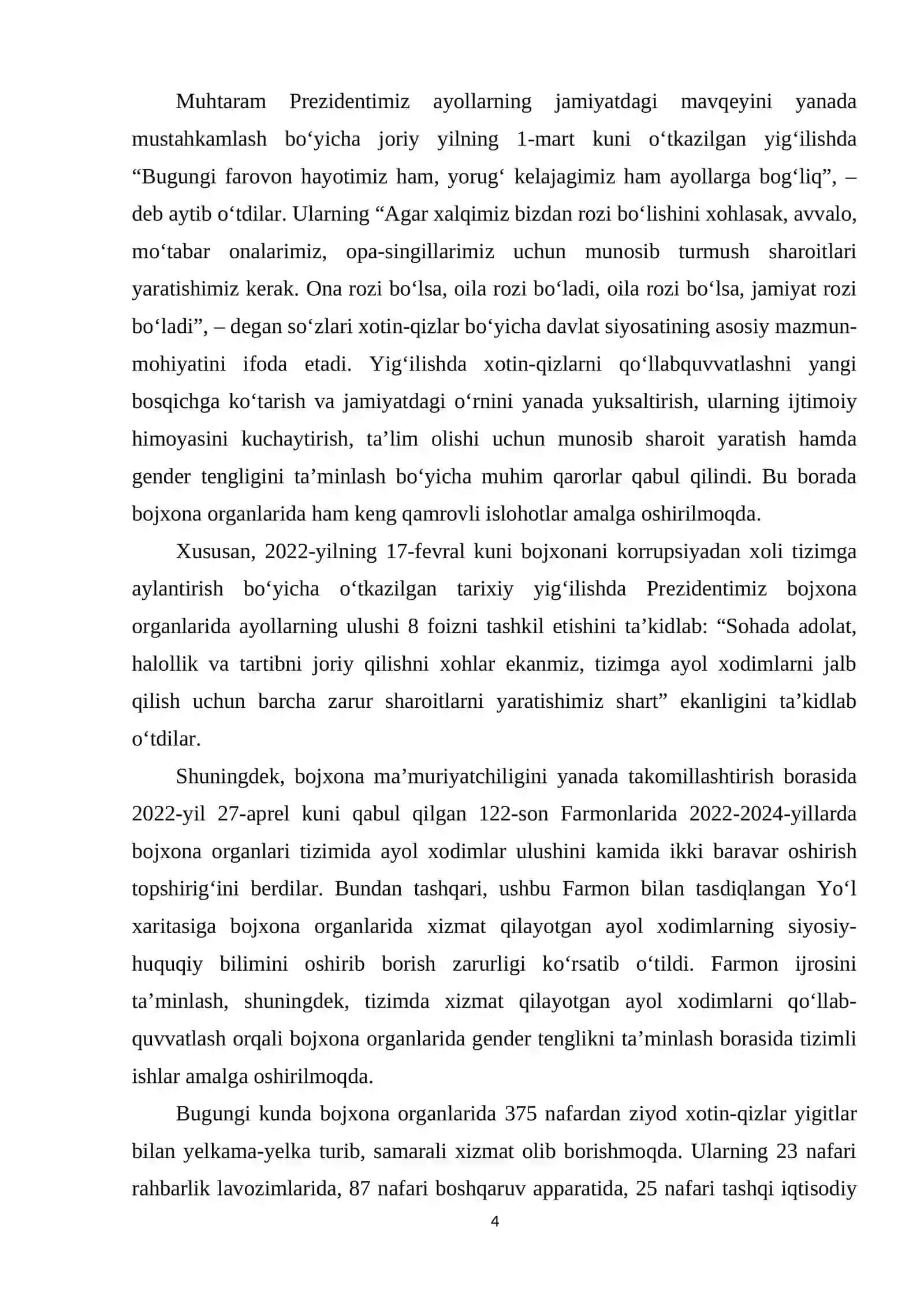 "Innavasion iqtisodiyotda gender tengligi" 4