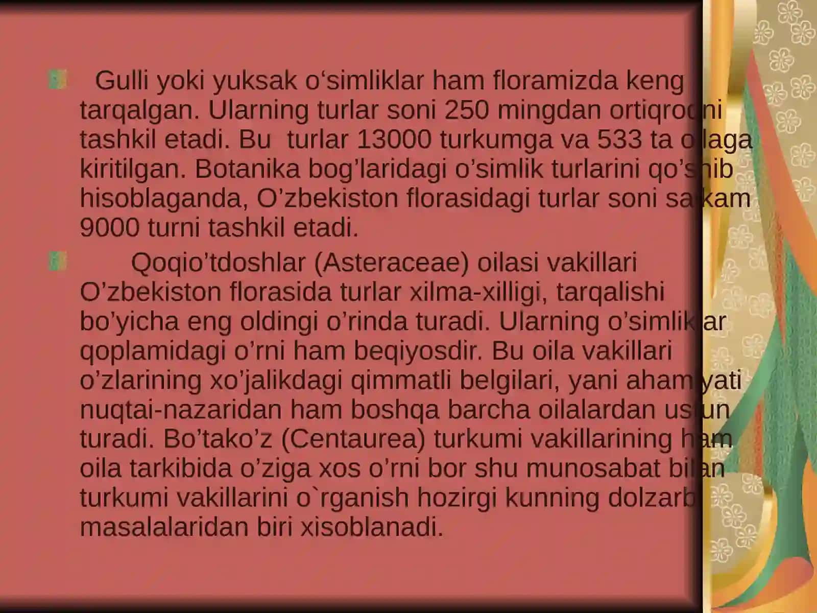 Dorivorlik xususiyatiga ega bo’lgan qoqidoshlar oilasi vakillariga ta’rif 4