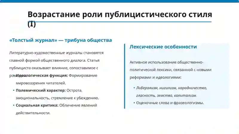 Литературный язык второй половины XIX – начала XX в. Возрастание роли публицистического и научного стилей 4