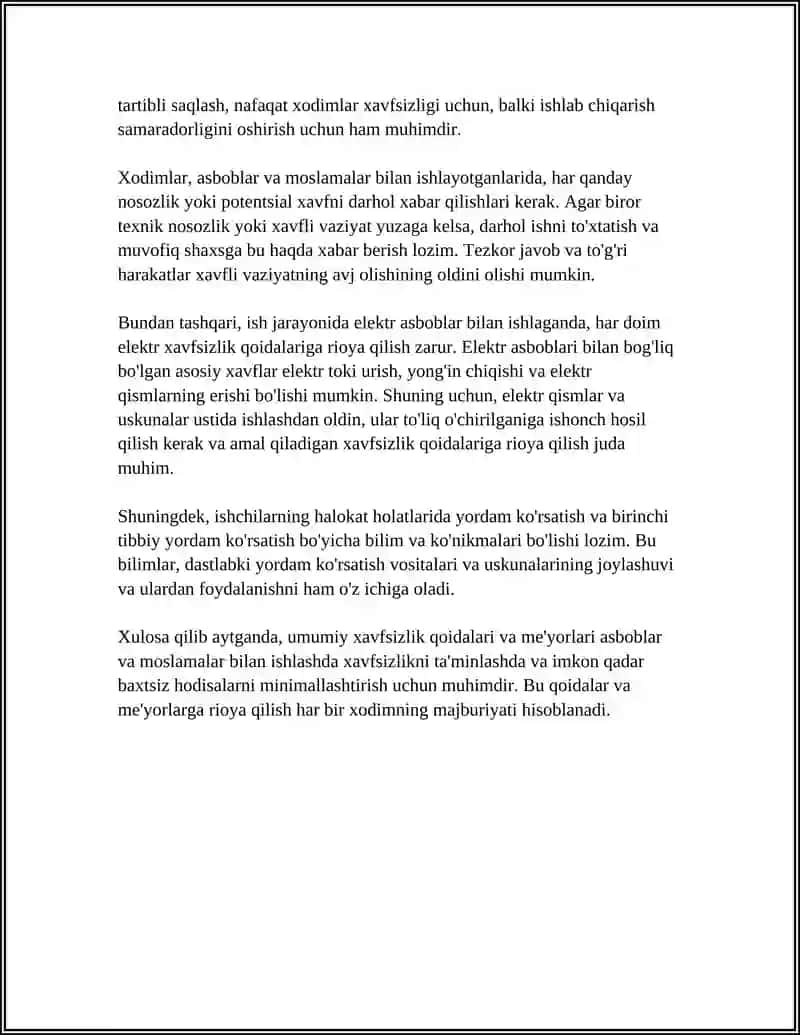 ASBOBLAR VA MOSLAMALAR BILAN ISHLAGANDA HAVFSIZLIK QOIDALARI 4